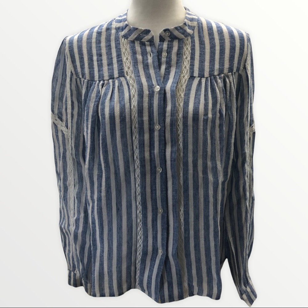 Lucky Brand Striped Linen Blouse